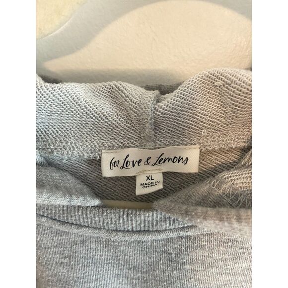 For Love & Lemons Oversized Grey Embroidered hoodie lightweight XL - Picture 4 of 4